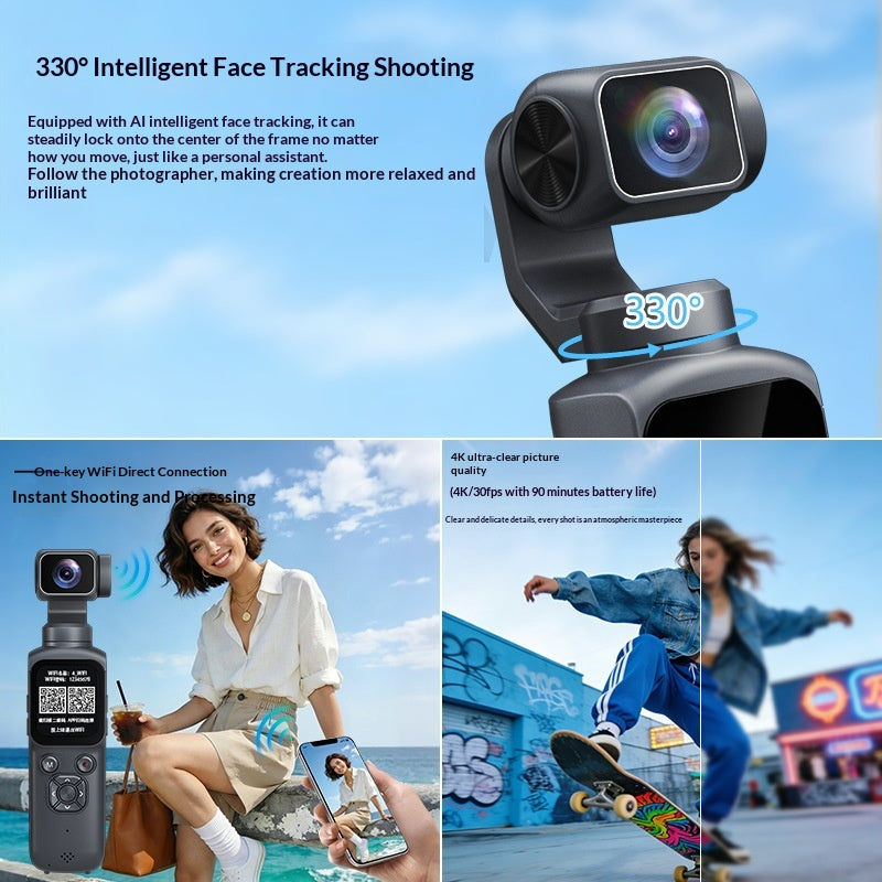 4K Handheld Action Camera With Outdoor Face-tracking Photography